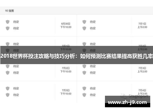2018世界杯投注攻略与技巧分析：如何预测比赛结果提高获胜几率