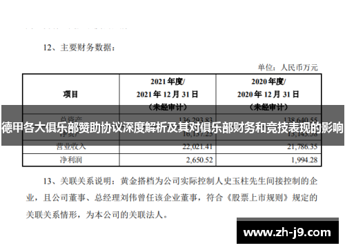 德甲各大俱乐部赞助协议深度解析及其对俱乐部财务和竞技表现的影响